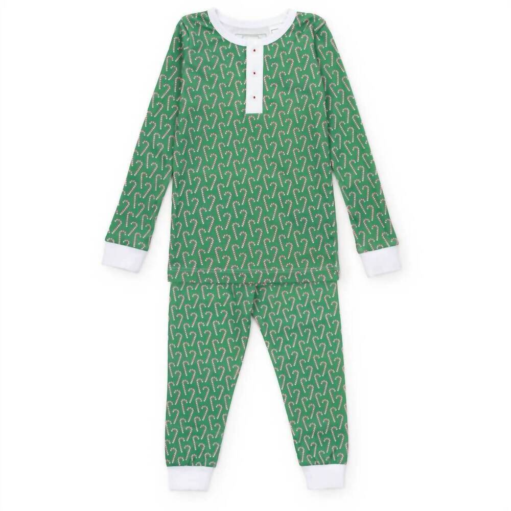 NEW LILA + HAYES boys jack pajama pants set in candy cane lane